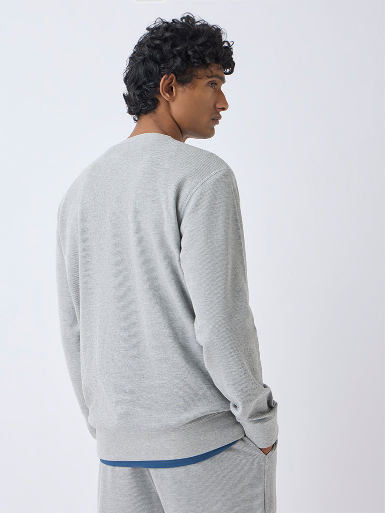 WES Lounge Grey Textured Relaxed-Fit Sweatshirt