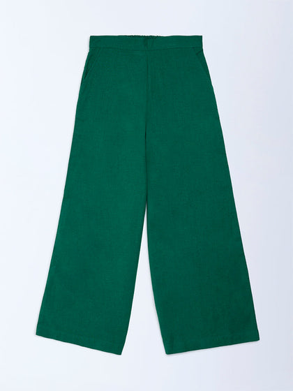 Utsa Kids Girls Jade Green Cotton-Blend Ethnic Pants - (8-14 yrs)