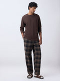 WES Lounge Dark Brown Relaxed-Fit Mid-Rise Cotton Pants