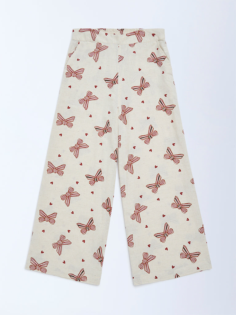 Utsa Kids Girls Off-White Cotton-Blend Pants - (8-14 yrs)
