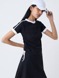 Studiofit Black Typographic Knit-Textured Top