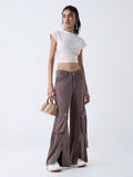Nuon Brown Cargo-Style High-Rise Jeans