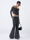 Nuon Grey High-Rise Flared Jeans