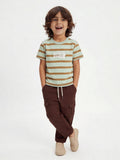 HOP Kids Boys Sage Striped Cotton T-Shirt
