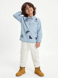 HOP Kids Boys Light Blue Embroidered Denim Shirt