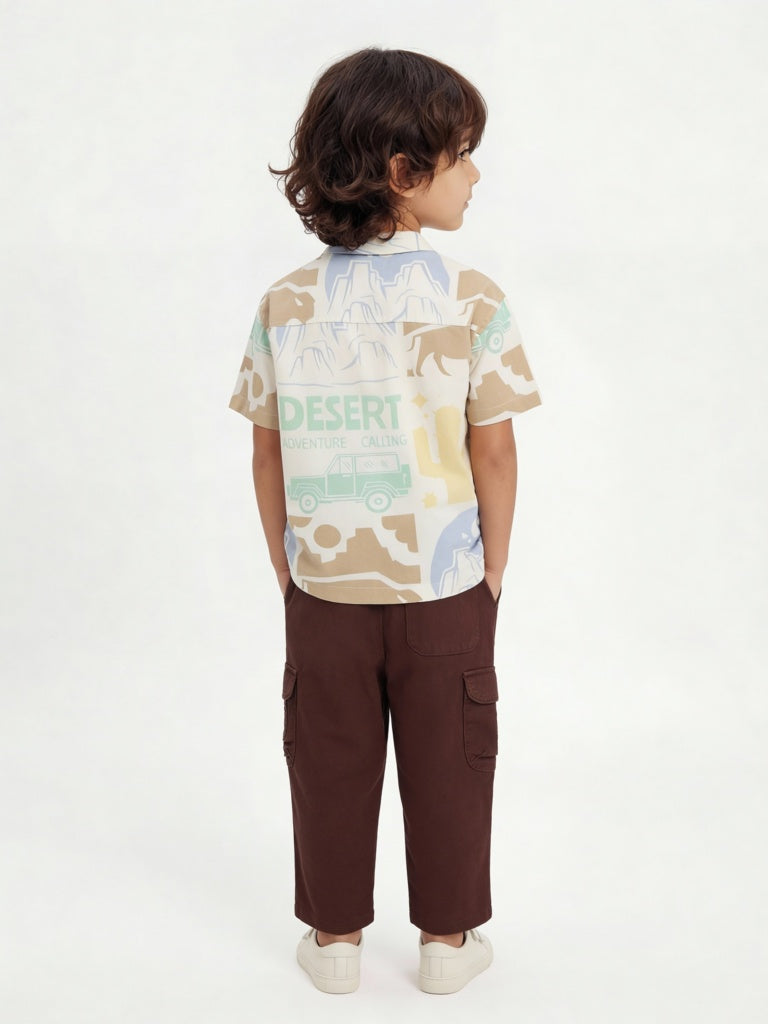 HOP Kids Boys Multicolour Printed Resort-Fit Shirt