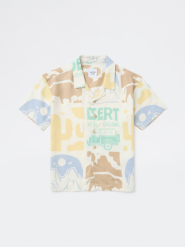 HOP Kids Boys Multicolour Printed Resort-Fit Shirt