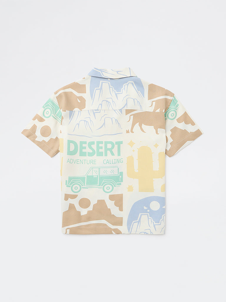 HOP Kids Boys Multicolour Printed Resort-Fit Shirt