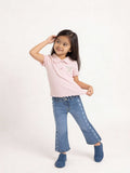 HOP Kids Girls Blue Printed Straight-Fit Mid-Rise Jeans
