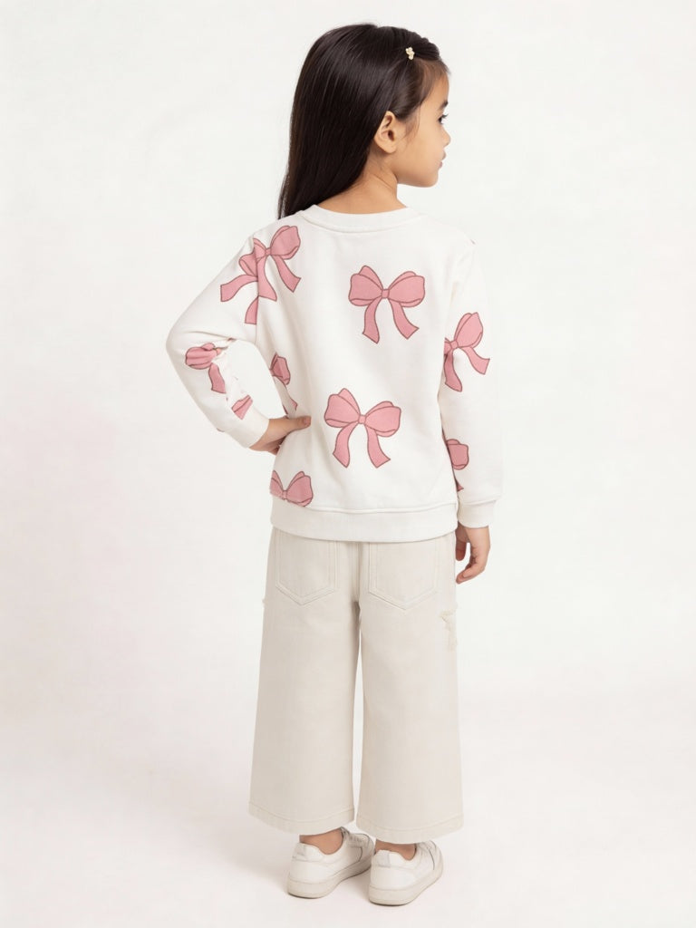 HOP Kids Girls Taupe Star Design Mid-Rise Jeans