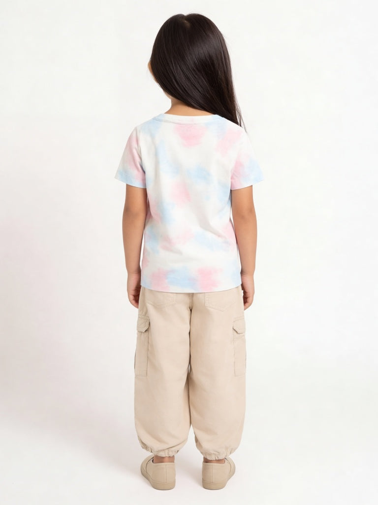 HOP Kids Girls Beige Solid High-Rise Cotton Joggers