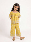 Utsa Kids Girls Yellow Floral Embroidered Cotton Ethnic Pants - (2-8 yrs)
