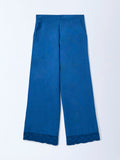 Utsa Kids Girls Indigo Lace Detailed Cotton-Blend Pants - (8-14 yrs)