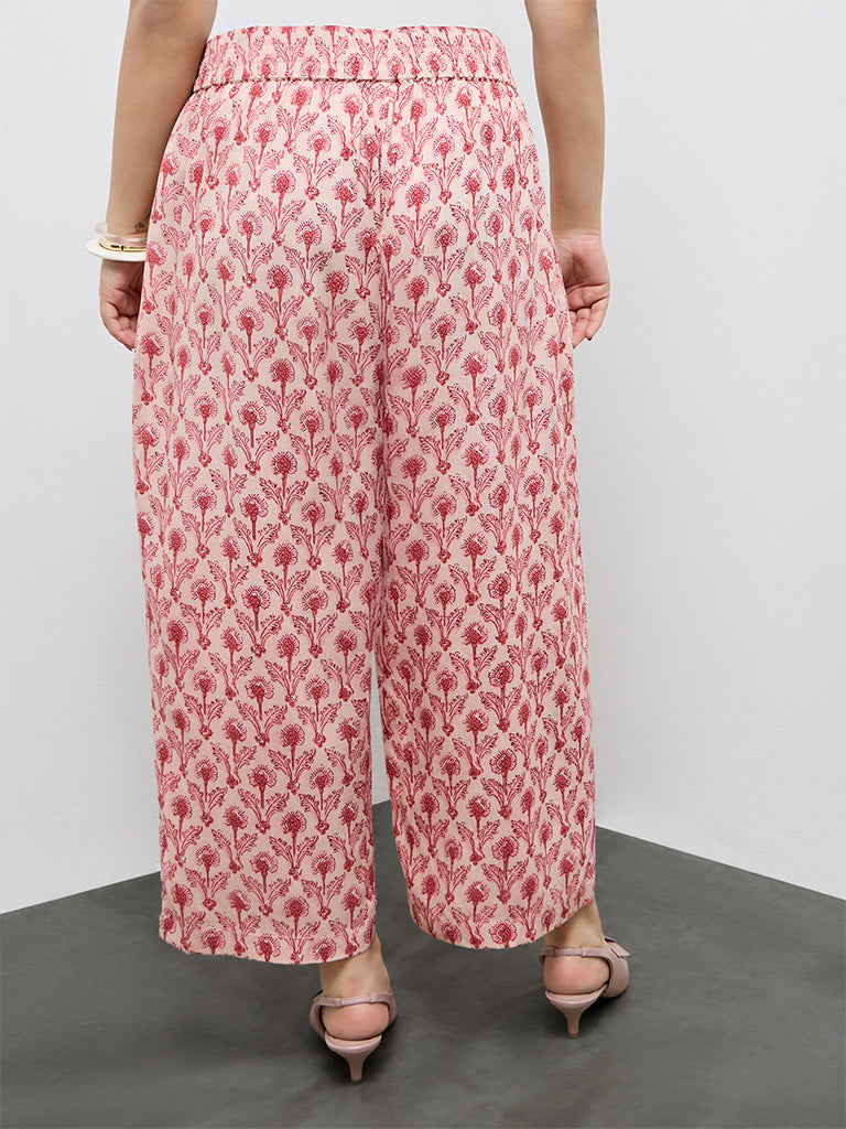 Diza Pink Floral Printed Pants