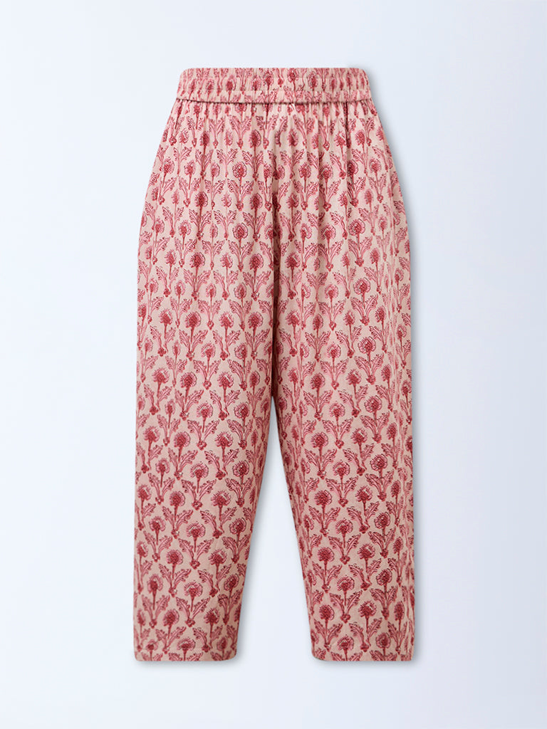 Diza Pink Floral Printed Pants