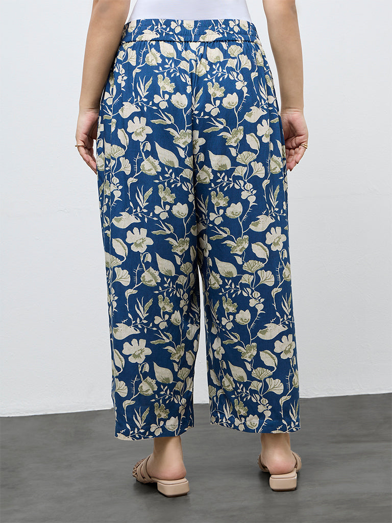Diza Navy Floral Printed Pants