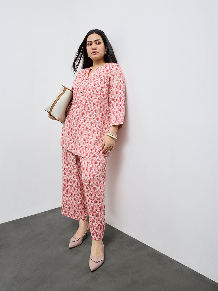 Diza Pink Floral Printed Tunic