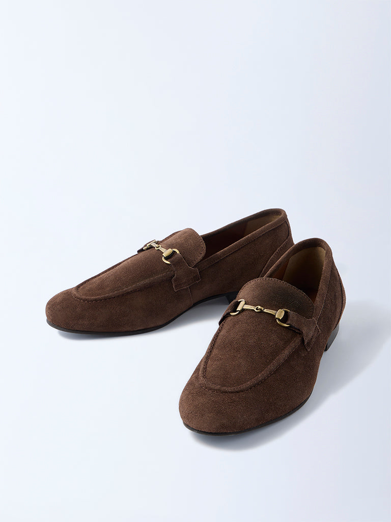 SOLEPLAY Brown Hardware-Detailed Suede Loafers