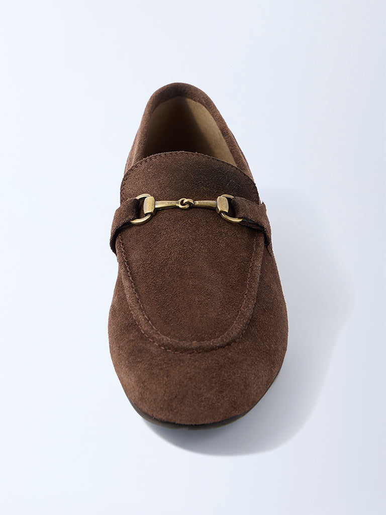 SOLEPLAY Brown Hardware-Detailed Suede Loafers