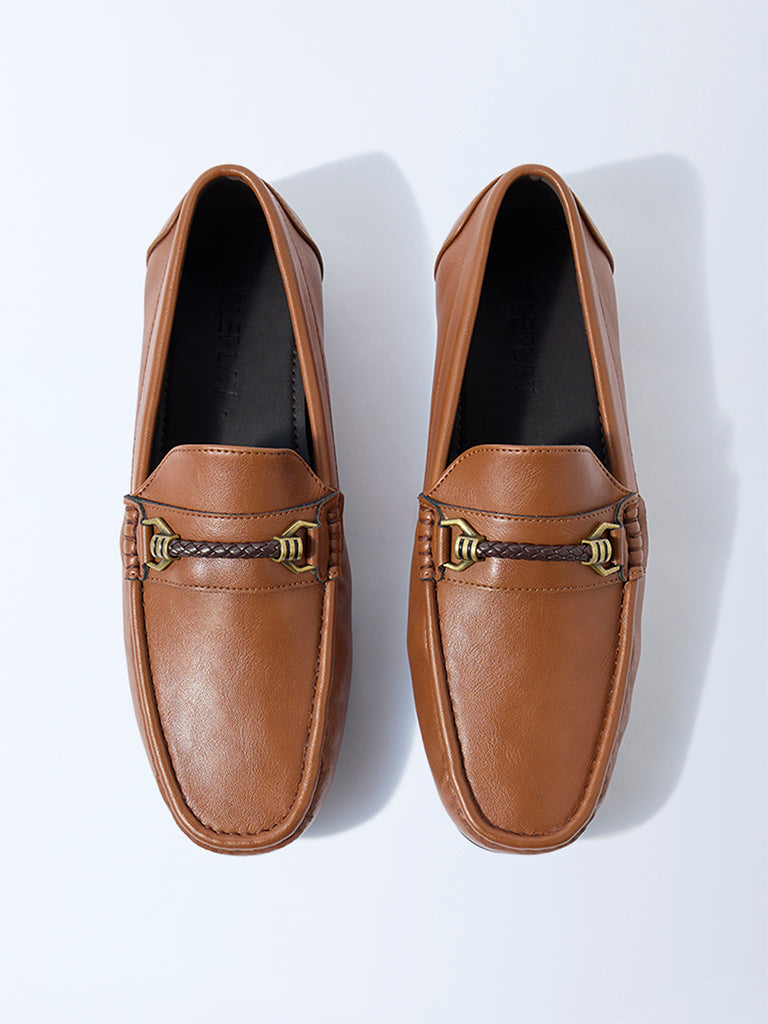 SOLEPLAY Tan Braid-Detailed Loafers