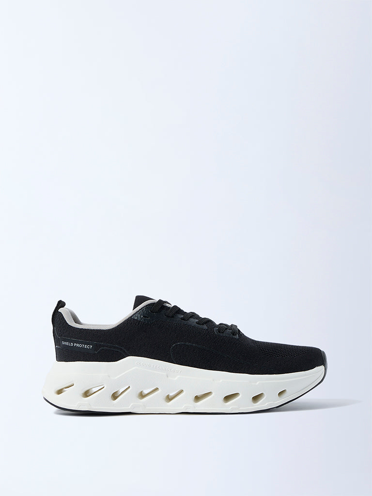 SOLEPLAY Black Knit-Textured Jogger Shoes