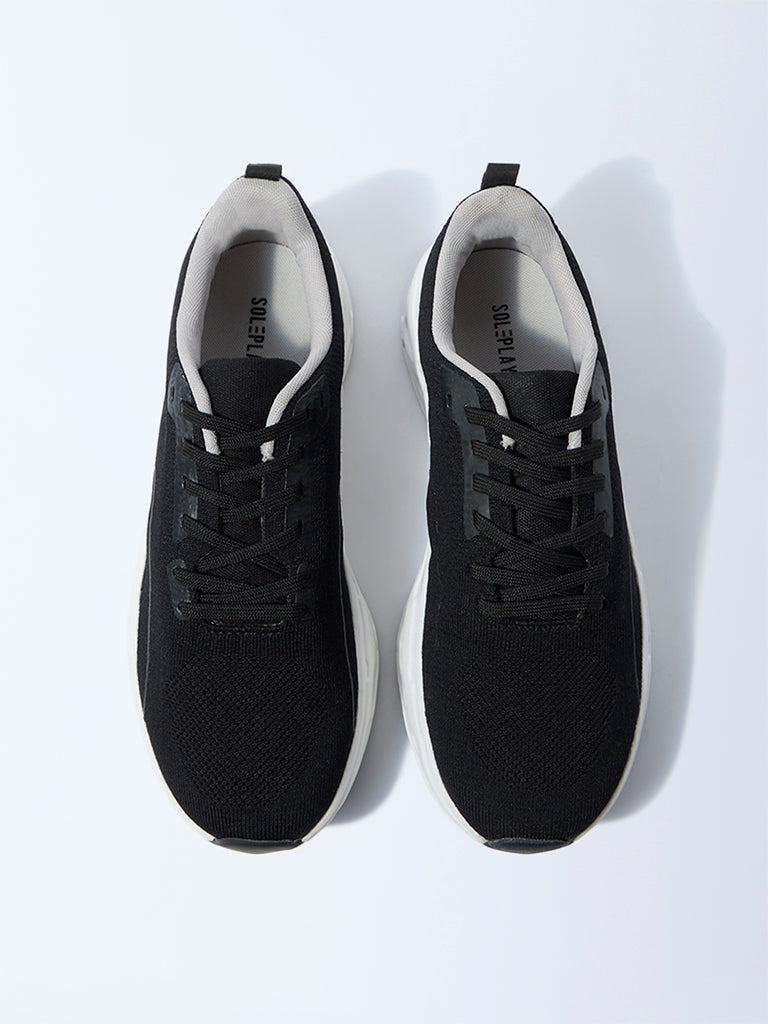 SOLEPLAY Black Knit-Textured Jogger Shoes