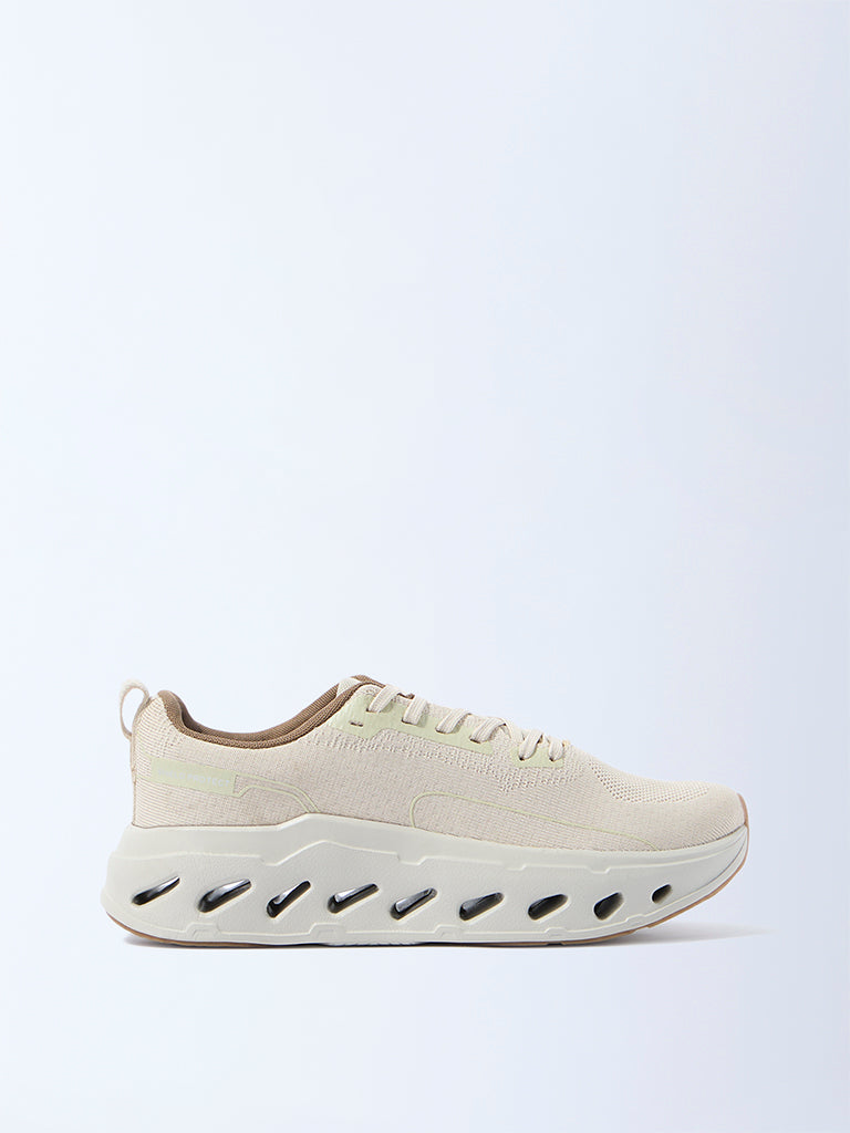 SOLEPLAY Beige Knit-Textured Jogger Shoes