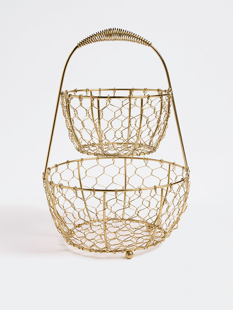 Westside Home Gold Two-Tiered Wired Basket