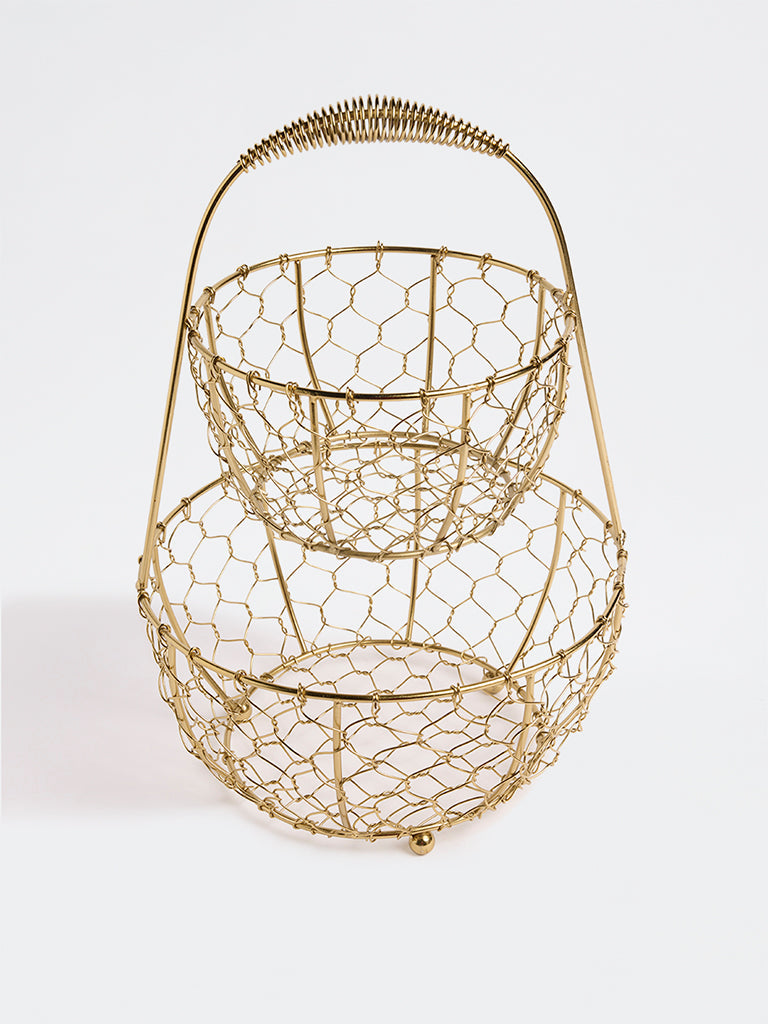 Westside Home Gold Two-Tiered Wired Basket