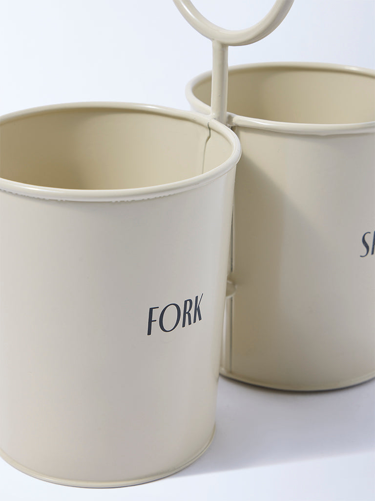 Westside Home Cream Fork and Spoon Cutlery Caddy
