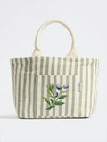 Westside Home Olive Stripe Pattern Lunch Bag