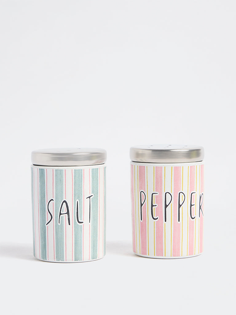 Westside Home Multicolor Striped Salt and Pepper Canisters (Set of 2)