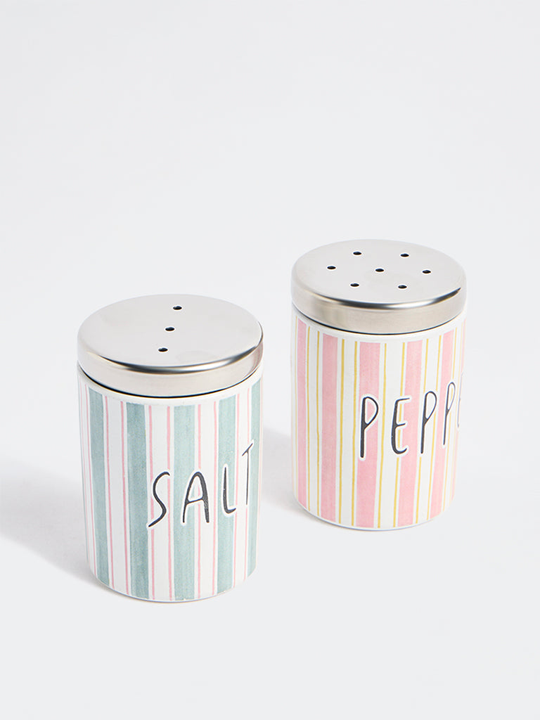 Westside Home Multicolor Striped Salt and Pepper Canisters (Set of 2)