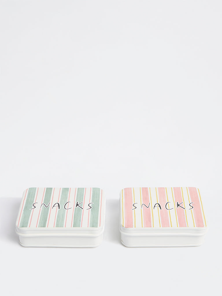 Westside Home Multicolor Striped Snacks Box (Set of 2)