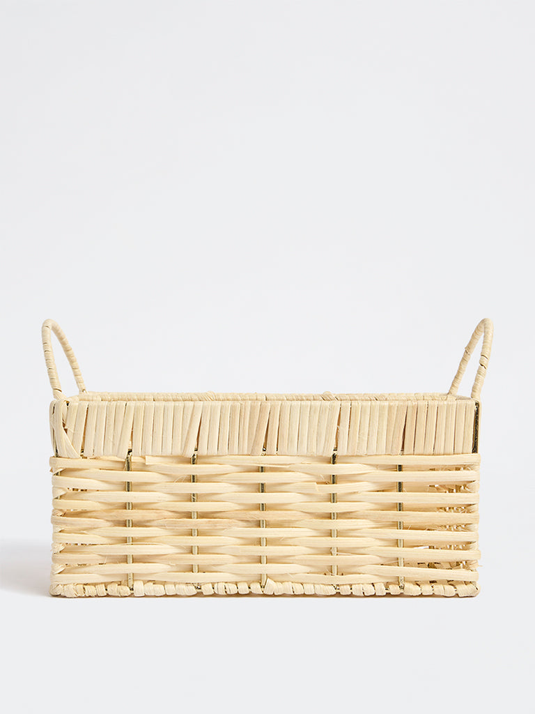 Westside Home Beige Rattan Woven Cutlery Holder