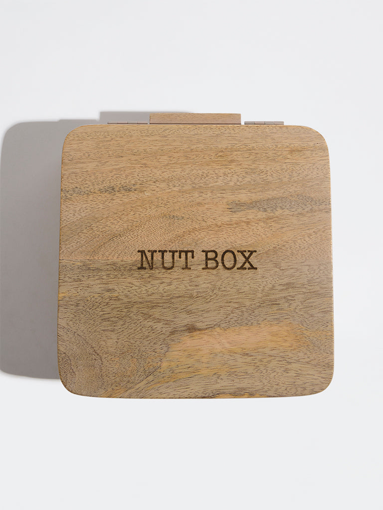Westside Home Brown Typographic Wooden Nut Box