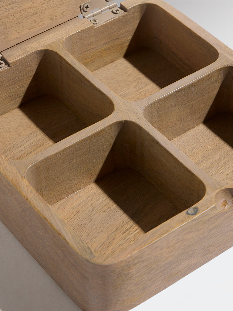 Westside Home Brown Typographic Wooden Nut Box