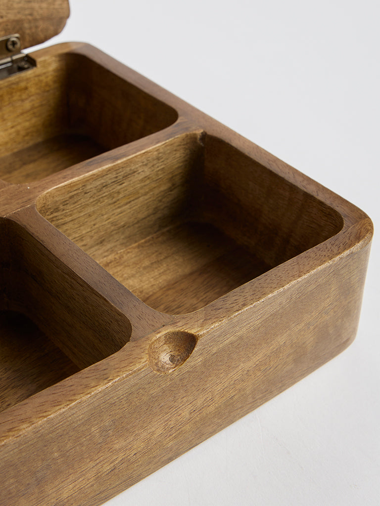Westside Home Brown Foliage Design Wooden Nut Box