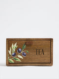 Westside Home Brown Foliage Design Wooden Tea Box