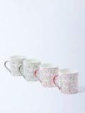 Westside Home Multicolour Floral Printed Mugs (Set of 4)