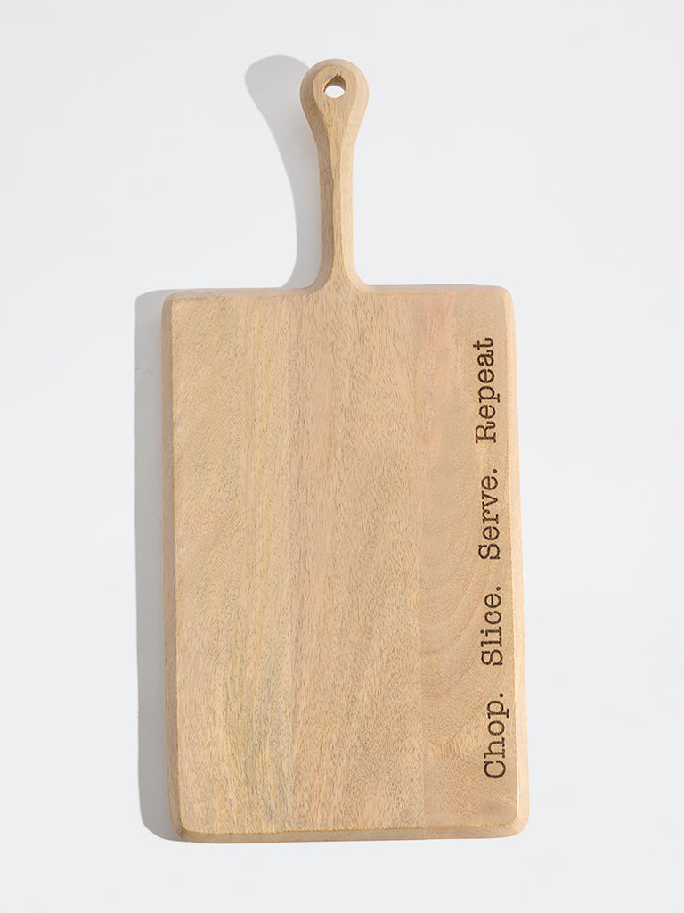 Westside Home Beige Typographic Wooden Chopper - Large
