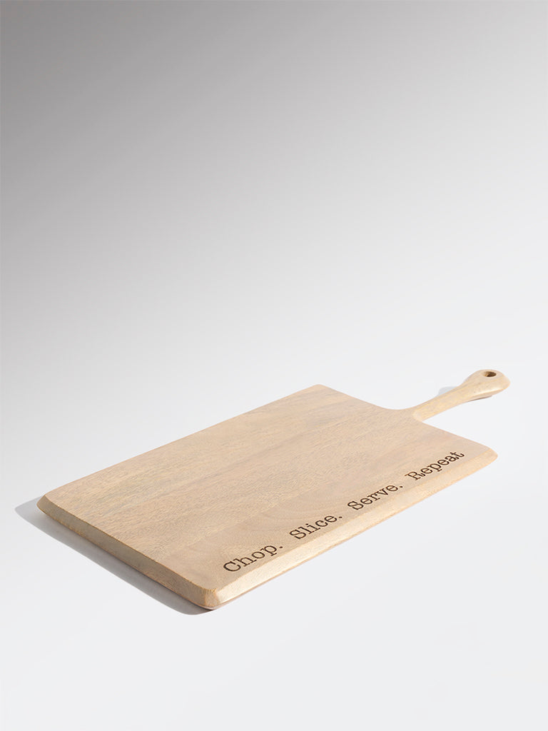 Westside Home Beige Typographic Wooden Chopper - Large