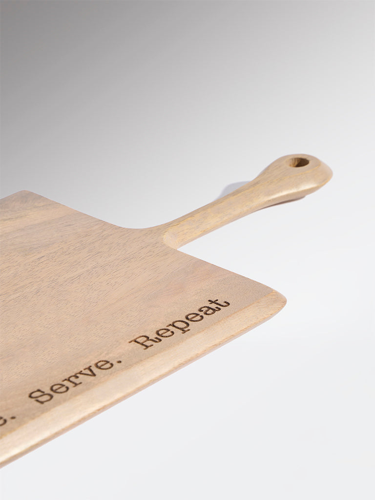 Westside Home Beige Typographic Wooden Chopper - Large