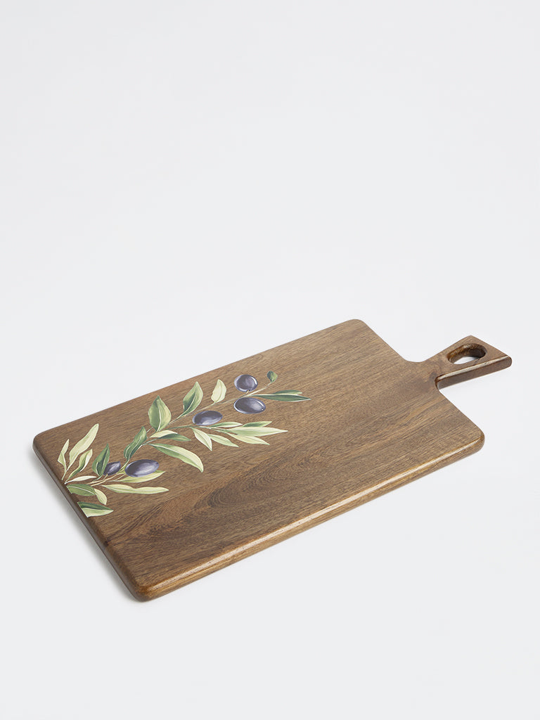 Westside Home Brown Foliage Design Wooden Chopper - Large