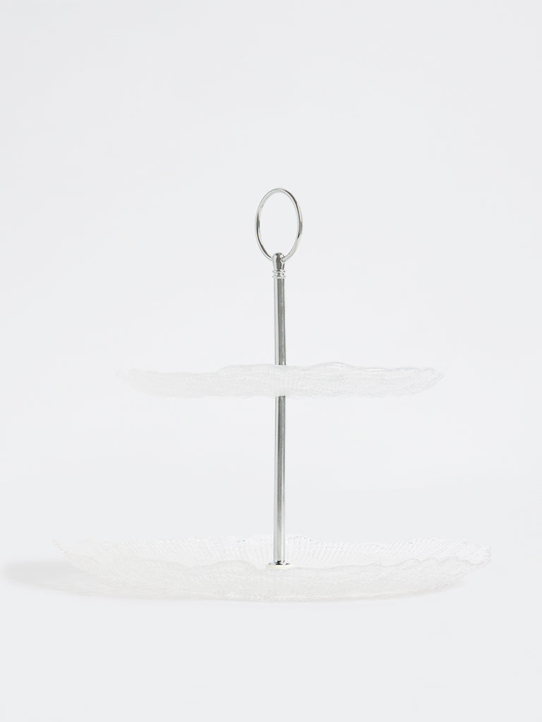Westside Home Clear Textured Glass Cake Stand
