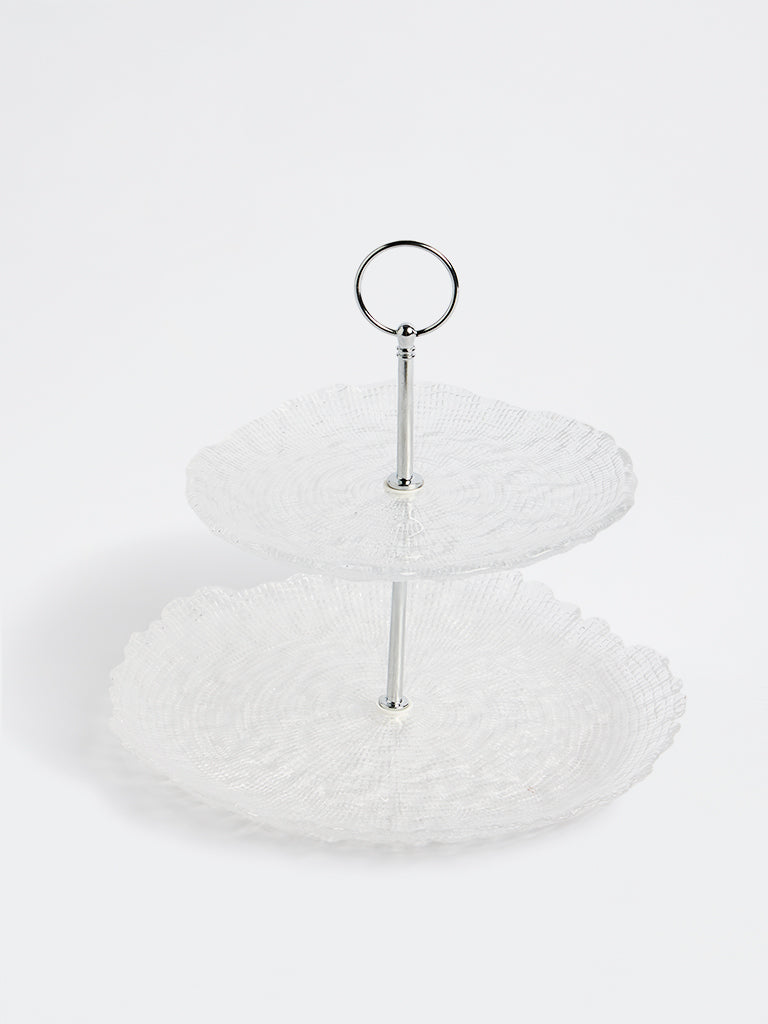 Westside Home Clear Textured Glass Cake Stand