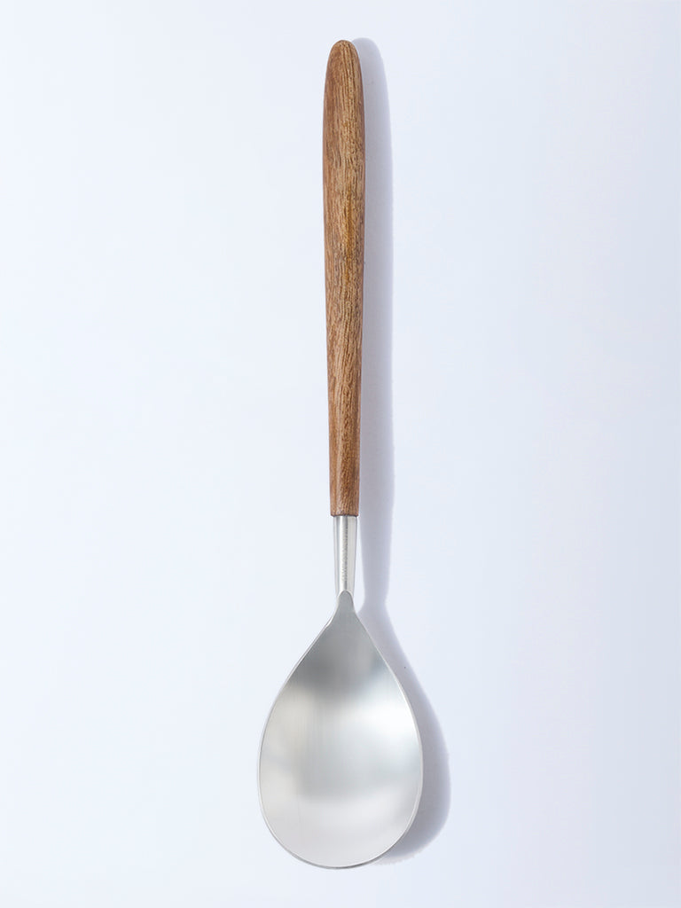 Westside Home Silver Serving Spoon with Wooden Handle