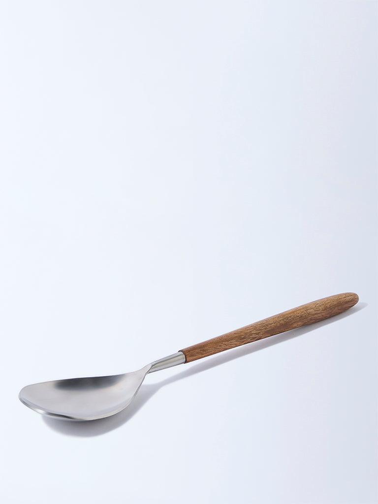 Westside Home Silver Serving Spoon with Wooden Handle