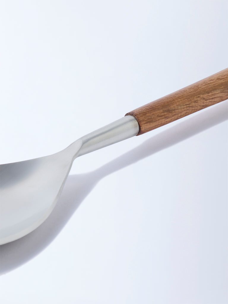 Westside Home Silver Serving Spoon with Wooden Handle