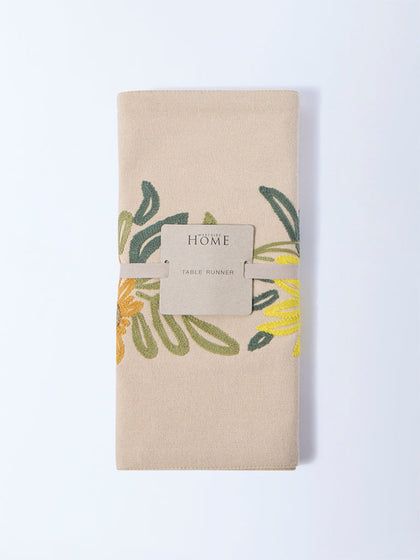 Westside Home Yellow Floral Embroidered Table Runner